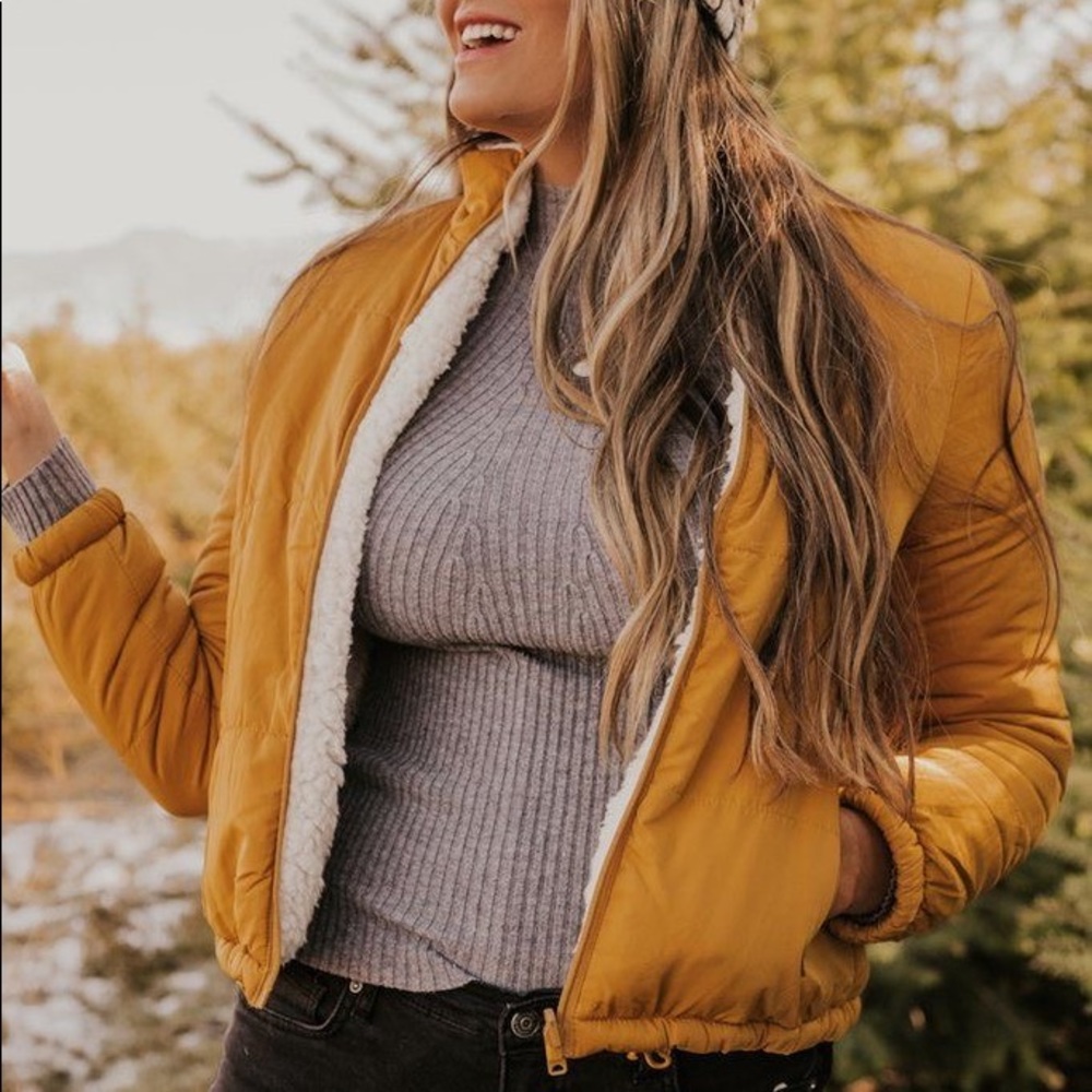 ROOLEE Mustard Yellow Reversible Sherpa Jacket - S